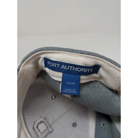 Youth Boys Strapback Cap Embroidered P Gray Port Authority Hat - Picture 9 of 10